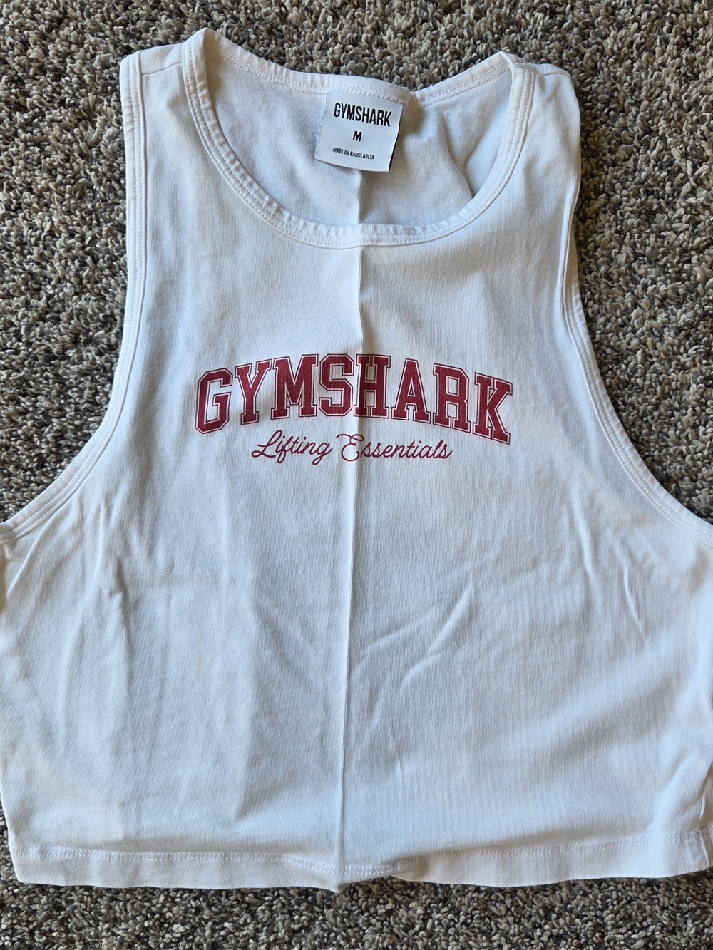 Gymshark White Crop Tank with Red Logo